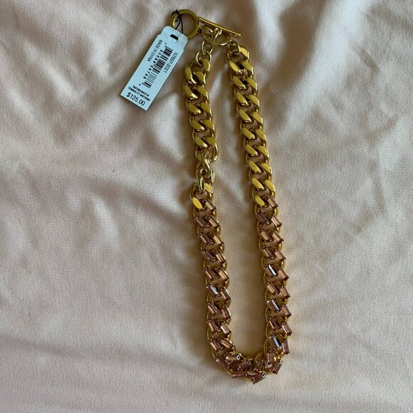 New! Carolee Gold with Pink Chain Necklace - Picture 2 of 5